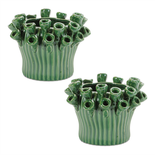 Storeware Bud Vase with Floral Accent (Set of 2) -Ship Only
