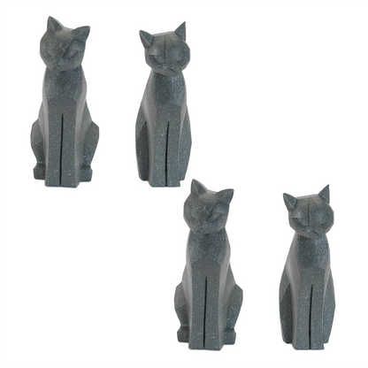 Modern Sitting Cat Statue (Set of 4)