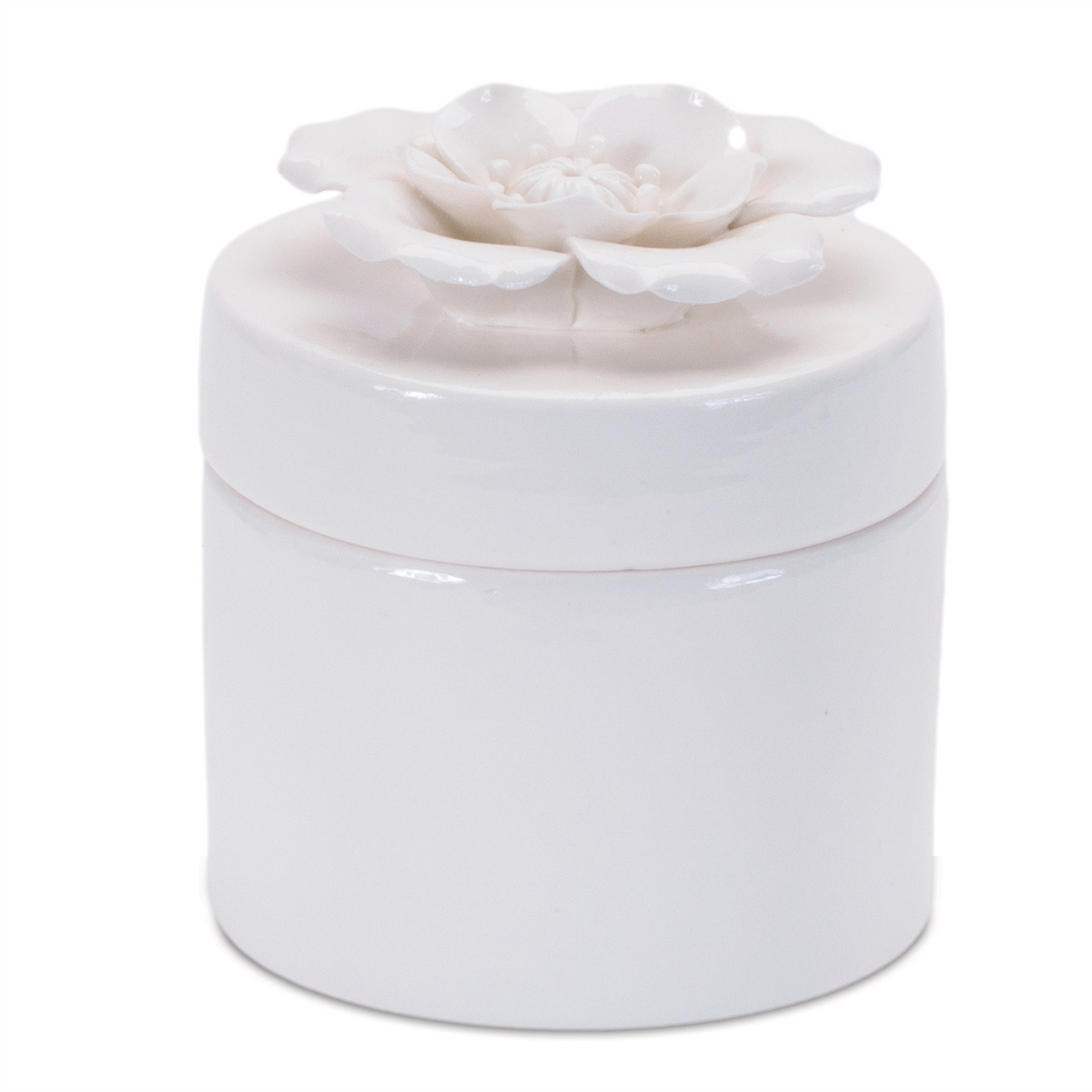 Stoneware Box with Floral Lid Accent (Set of 3)