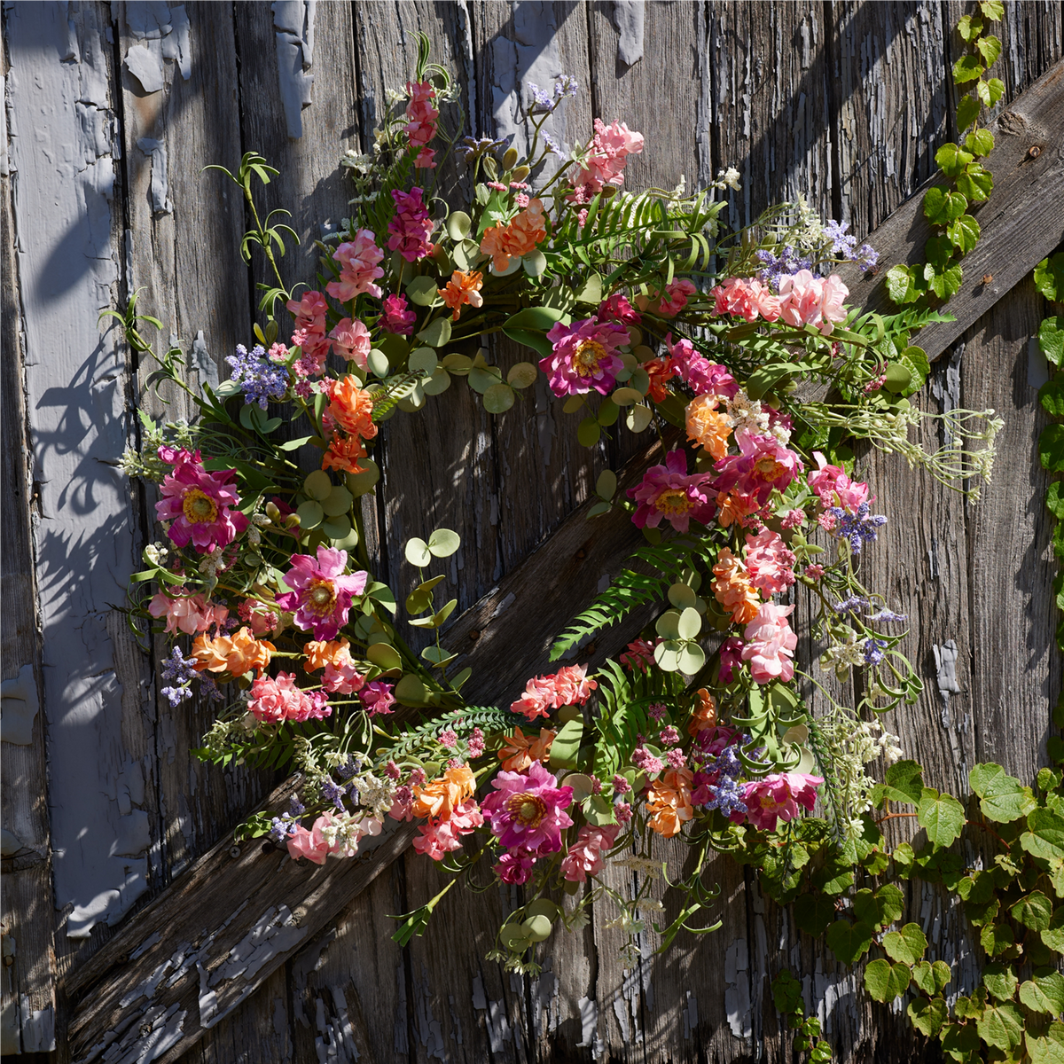 Mixed Floral and Foliage Wreath 20"D -Ship Only