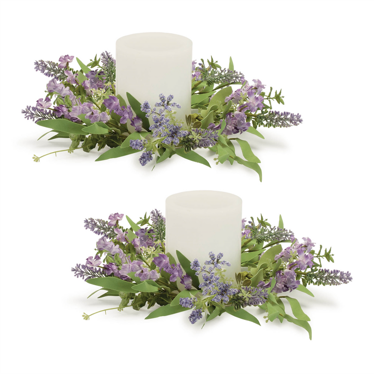 Mixed Floral Candle Ring (Set of 2) 11.5"D Polyester (Fits a 4" Candle) -Ship Only