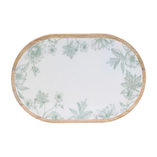 Tray (Set of 2) 12"L x 9"W, 14"L x 10"W Wood/Paper -Ship Only
