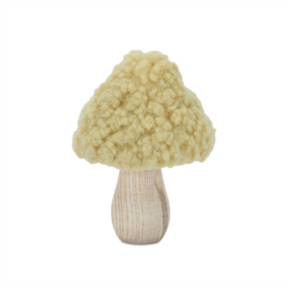 Set of 2 Wood & Fabric Mushroom Figurines