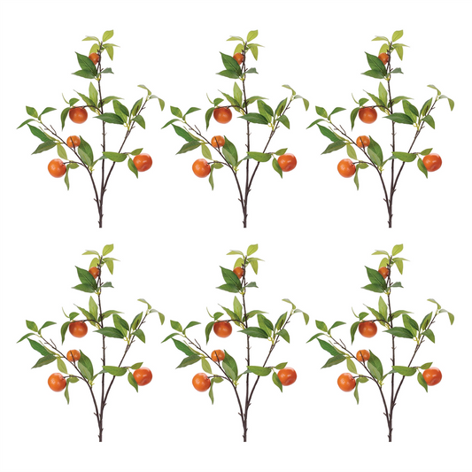 Orange Fruit Foliage Branch (Set of 6) -Ship Only