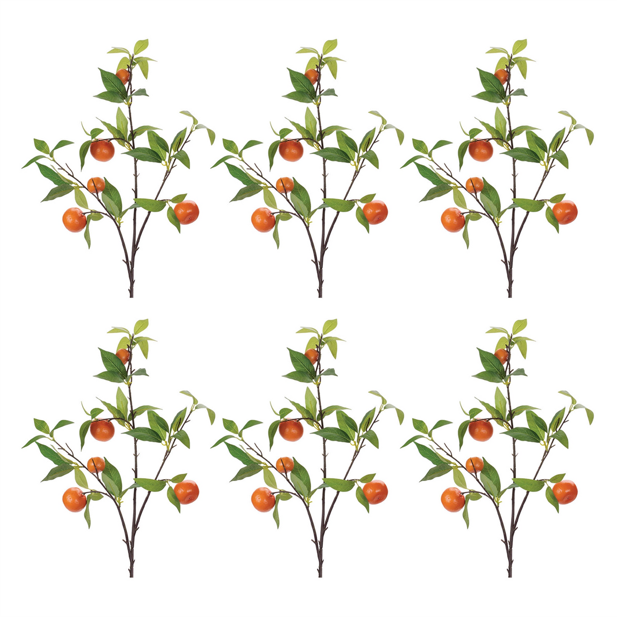 Orange Fruit Foliage Branch (Set of 6)