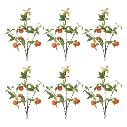 Orange Fruit Foliage Branch (Set of 6)