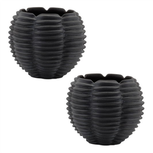 Ribbed Ceramic Bud Vase (Set of 2) -Ship Only