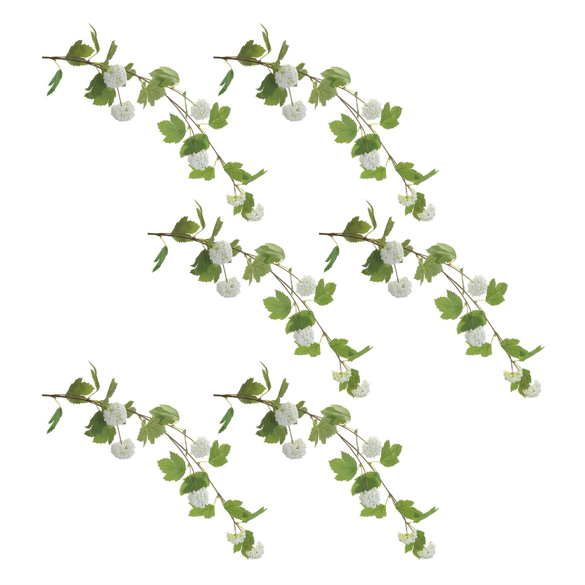 Hanging Snowball Floral Branch (Set of 6) -Ship Only