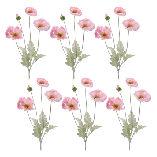 Poppy Floral Spray (Set of 6) -Ship Only