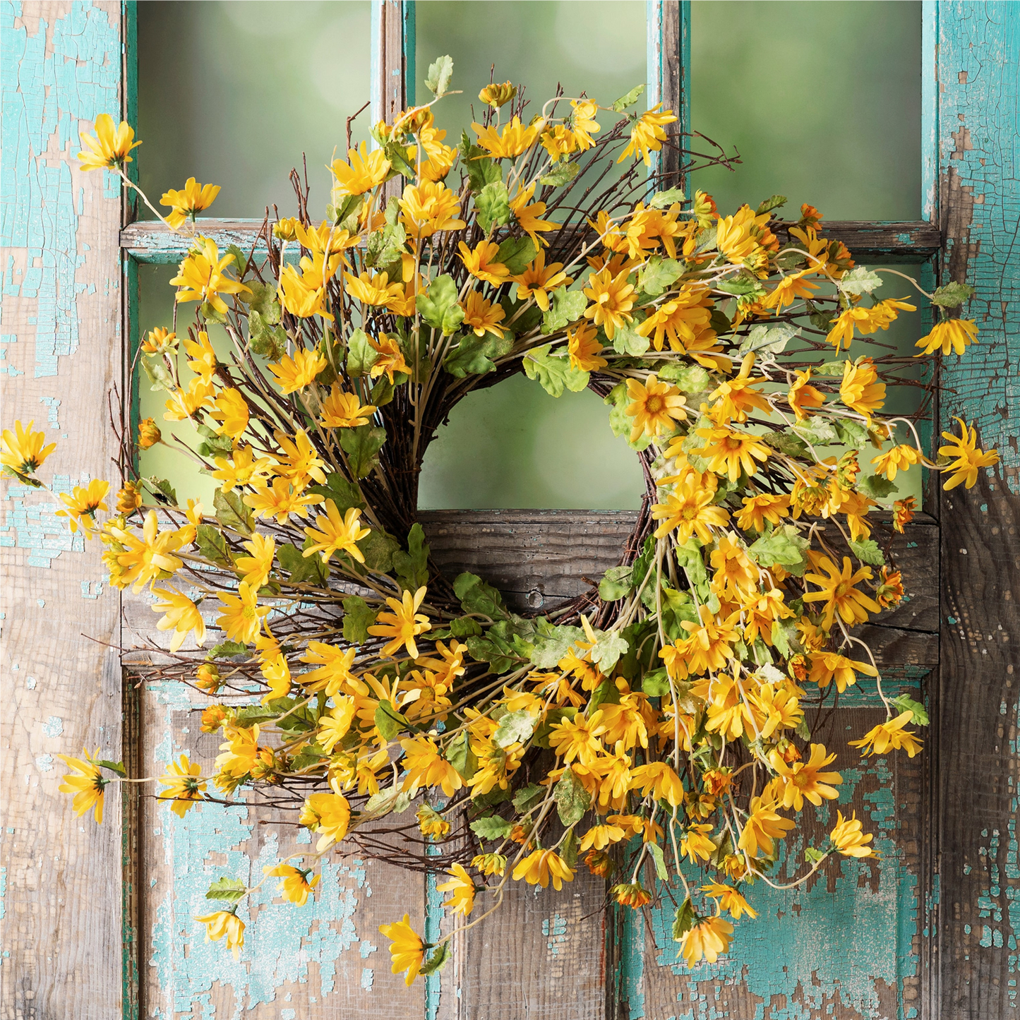 Yellow Daisy Floral Wreath 23"D -Ship Only