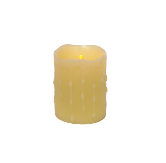 LED Dripping Wax Pillar Candles (Set of 4) -Ship Only