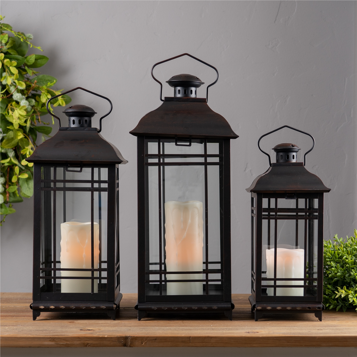 Traditional Black Metal Lantern (Set of 3) -Ship Only