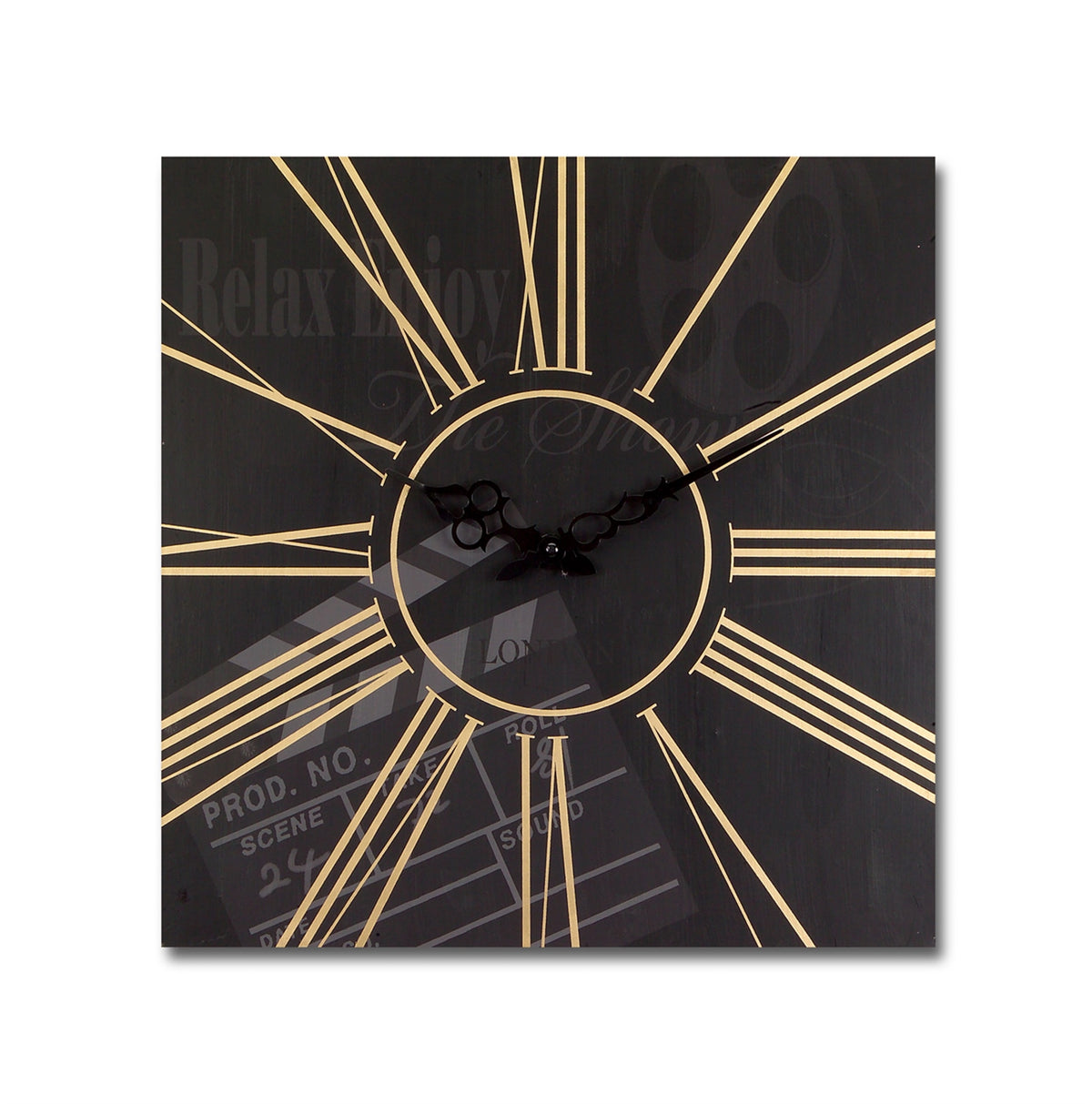 Modern Movie Theatre Wall Clock (Set of 2) 15.5"SQ -Ship Only