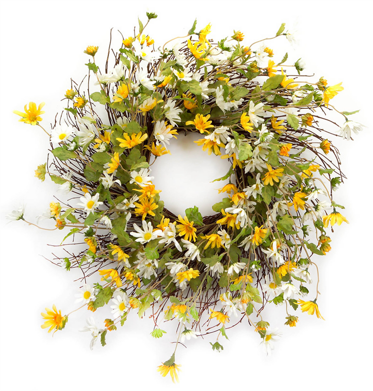 Mixed Daisy Floral Wreath 24"D -Ship Only