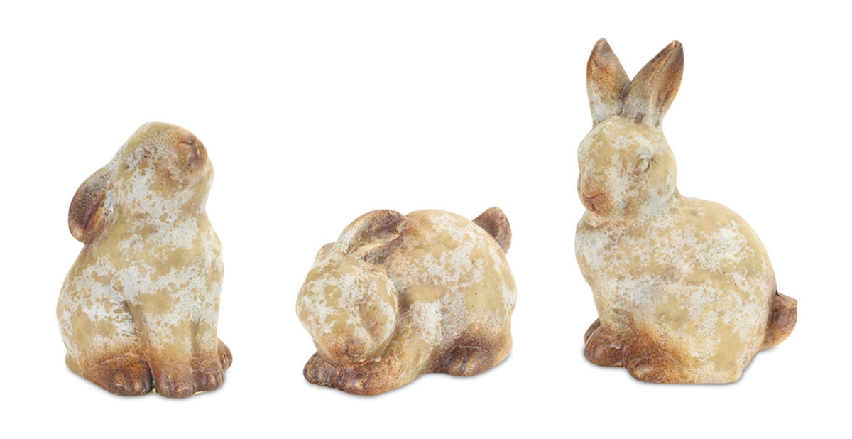 Weathered Terra Cotta Rabbit Garden Statue (Set of 6) -Ship Only