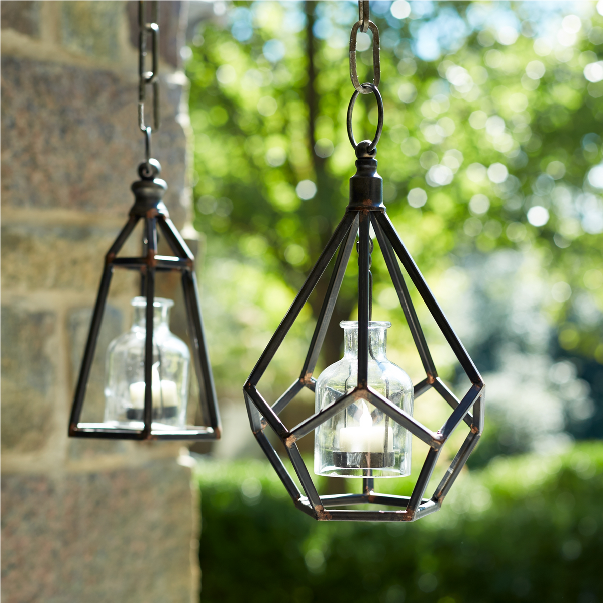 Metal Frame Hanging Tea Light Holder (Set of 2) -Ship Only