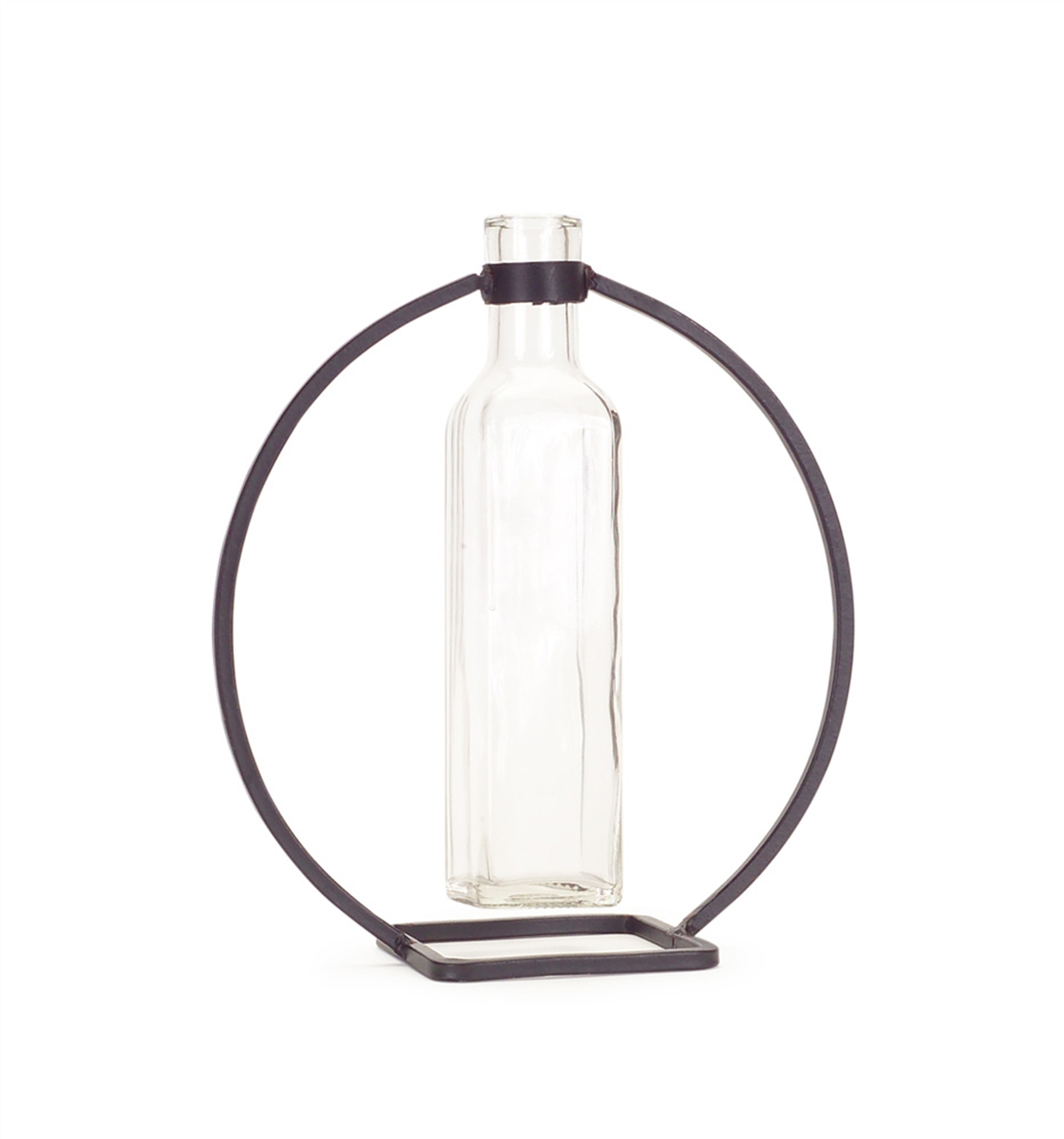 Modern Hanging Bottle Vase in Circle Stand (Set of 4) -Ship Only