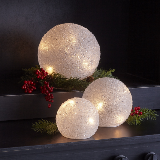 LED Frosted Snowball Globe (Set of 3) -Ship Only