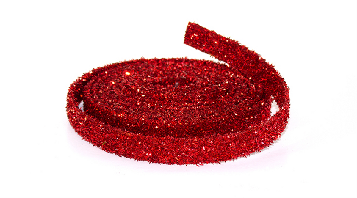 Red Glitter Rope Ribbon (Set of 12 Rolls) -Ship Only