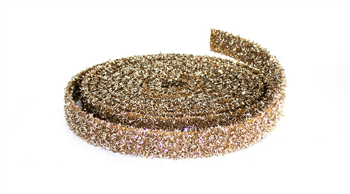 Gold Glitter Rope Ribbon (Set of 12 Rolls) -Ship Only