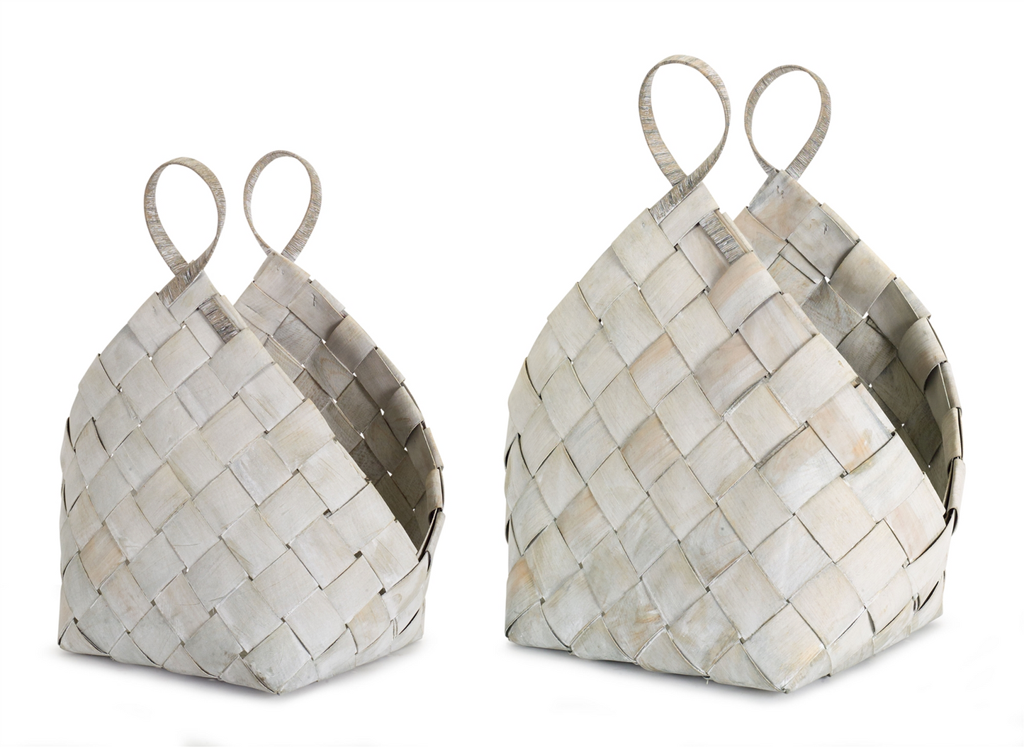 Woven Metasequoia Wood Basket with Handles (Set of 4) -Ship Only