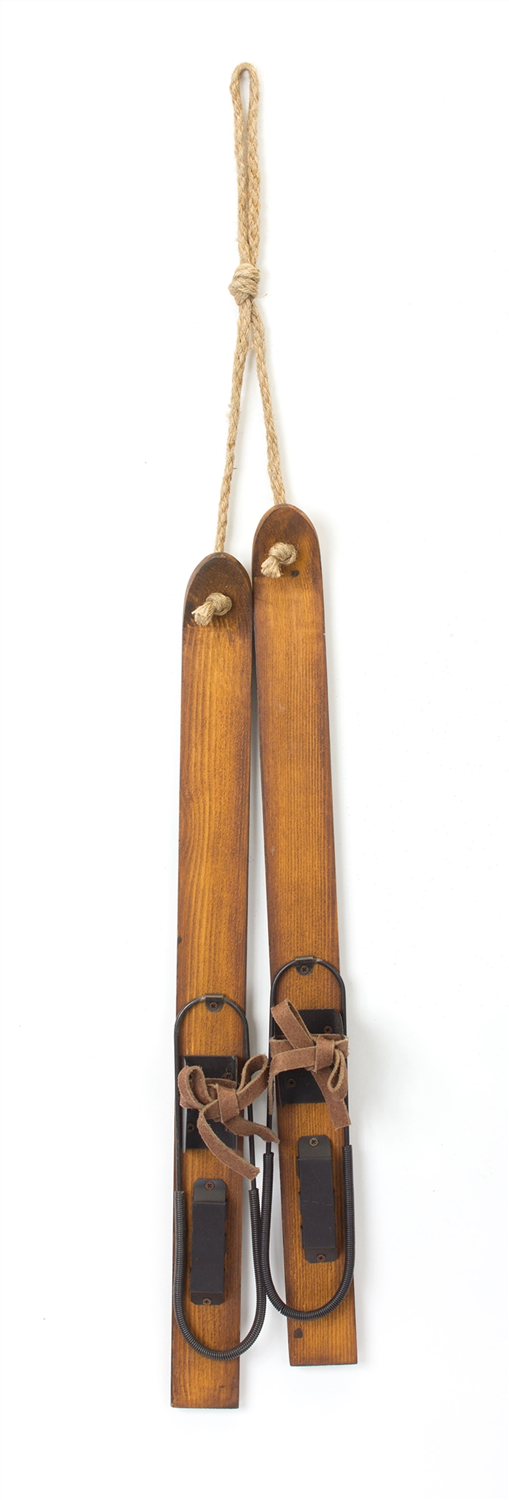 Vintage Wood Hanging Ski Decor (Set of 4) -Ship Only