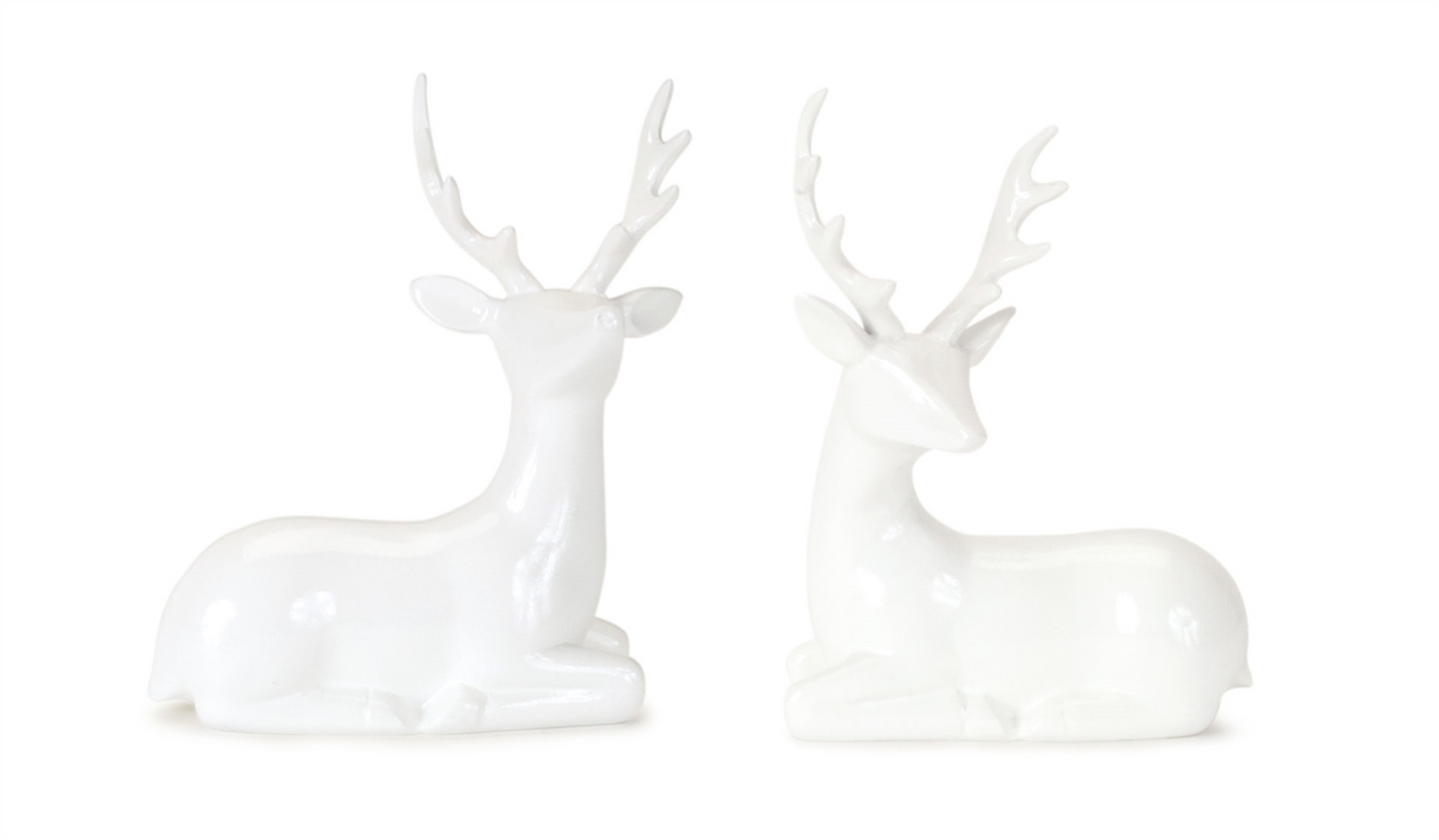Modern White Winter Deer Figurine (Set of 12) -Ship Only
