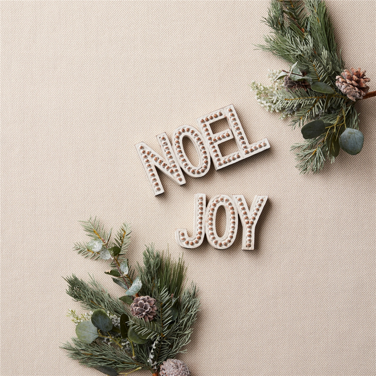 Beaded Wood Design Noel and Joy Sentiment (Set of 2) -Ship Only