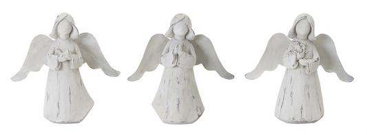 Praying Angel Figurine with Metal Wings (Set of 6) -Ship Only