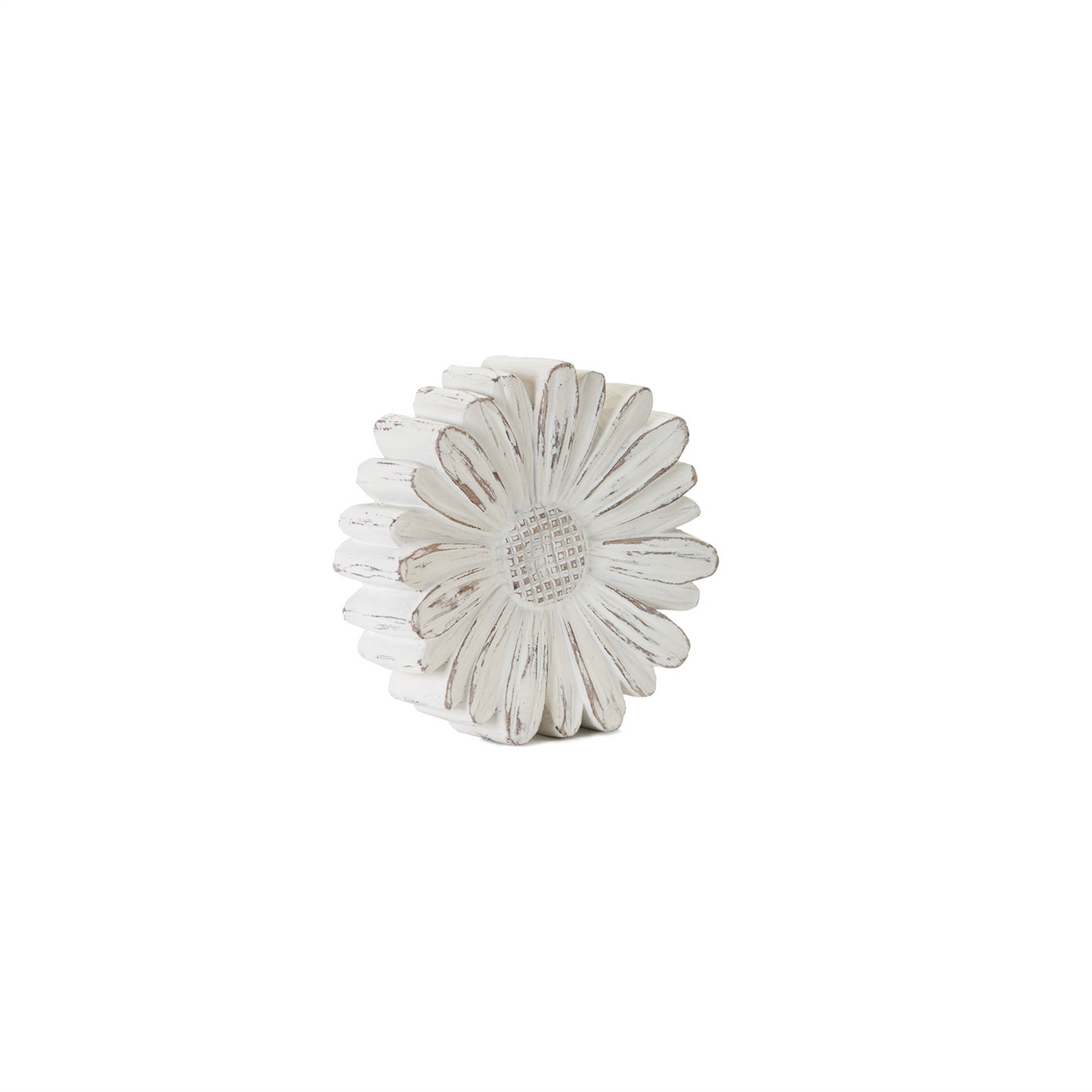 White Washed Stone Flower Decor (Set of 3) -Ship Only