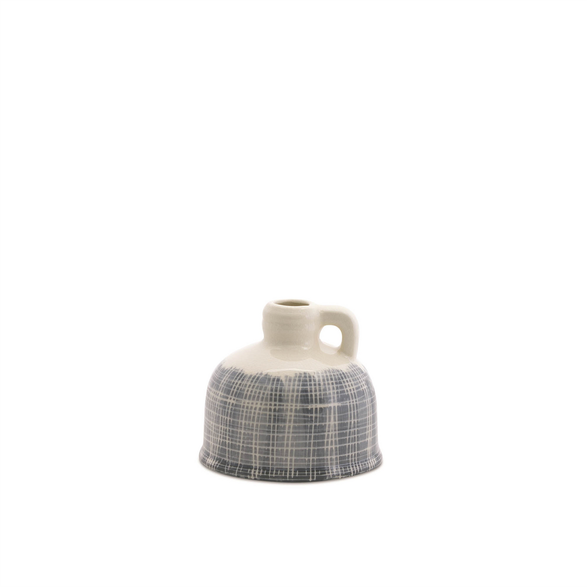 Terra Cotta Jug Vase with Navy Criss Cross Pattern (Set of 3) -Ship Only