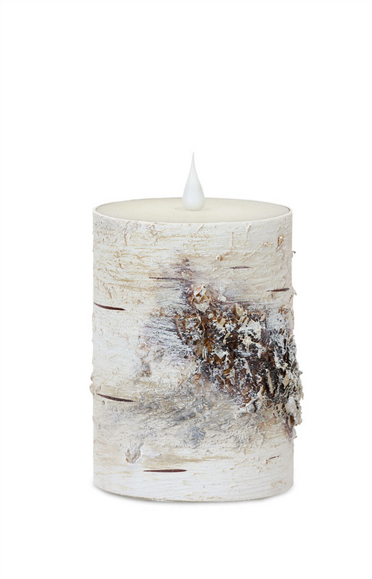 Simplux LED Birch Candle 3.5"D x 5"H (Set of 2) with Remote -Ship Only