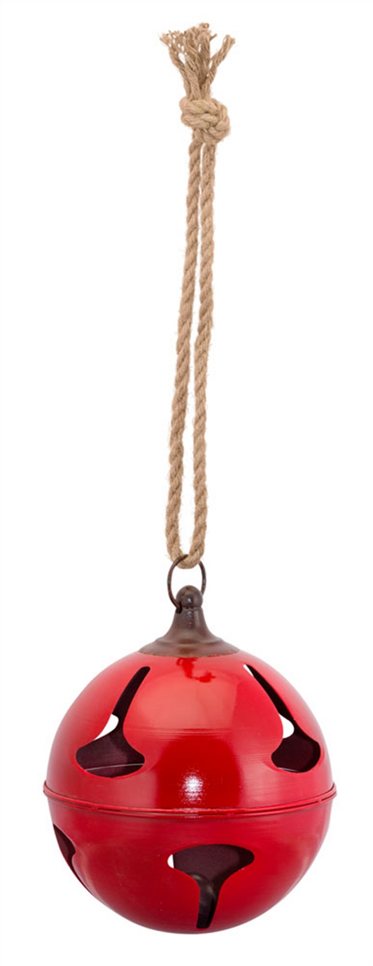 Red Metal Sleigh Bell with Jute Hanger (Set of 2) -Ship Only