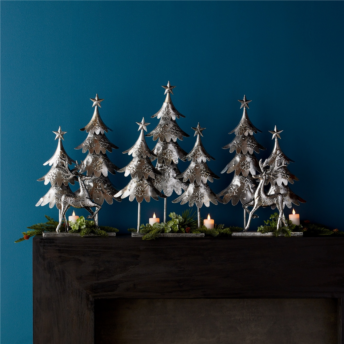 Tree and Deer (Set of 3) 15.5"L x 23.5"H, 15.25"L x 25.5"H Metal -Ship Only