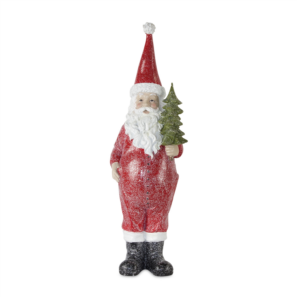 Frosted Long John Santa with Pine and List Accent (Set of 3) -Ship Only