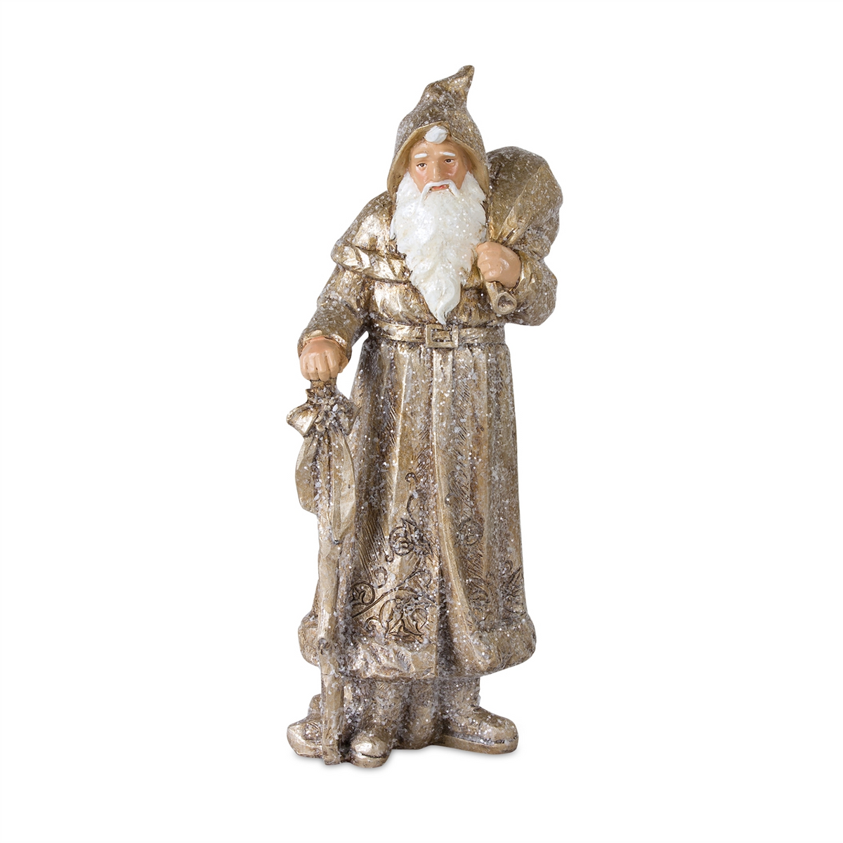 Stone Woodland Santa with Gold Finish (Set of 3) -Ship Only