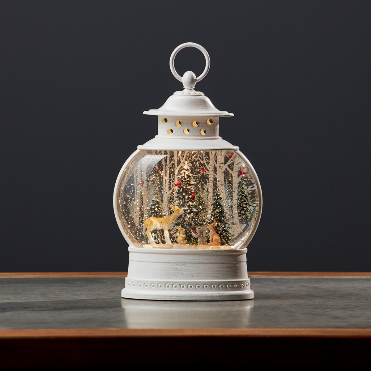 LED Snow Globe Ball with Woodland Deer Scene 11.5"H -Ship Only