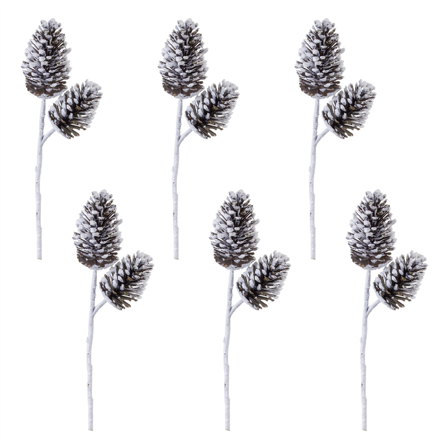 Flocked Snowy Pine Cone Spray (Set of 6) -Ship Only