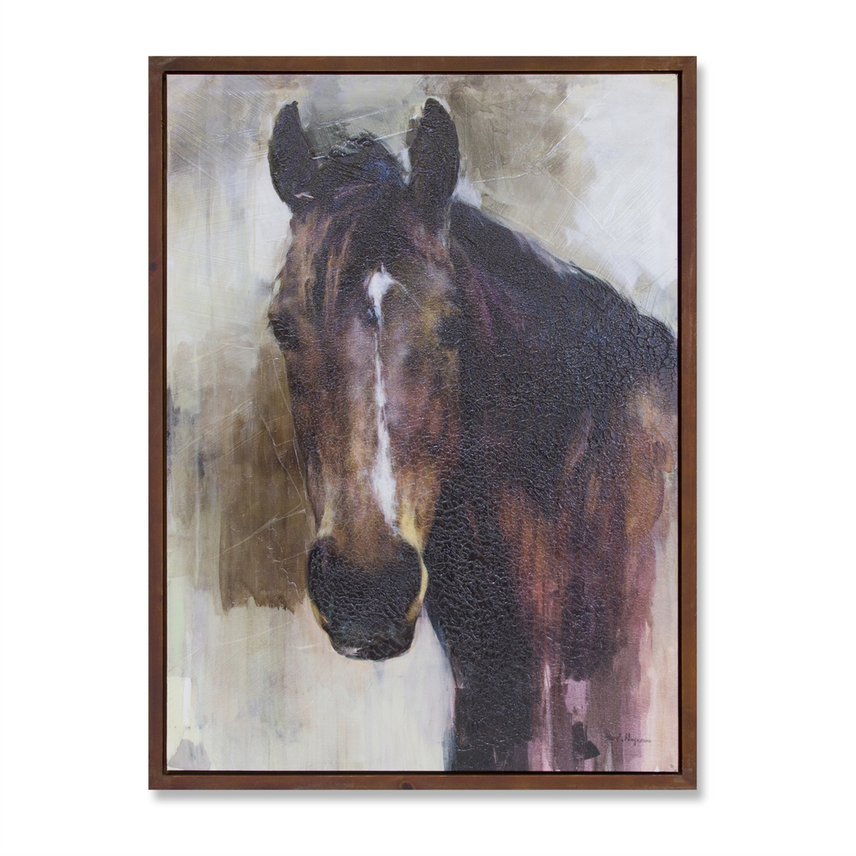 Wood Framed Horse Canvas Painting 31.5"H -Ship Only