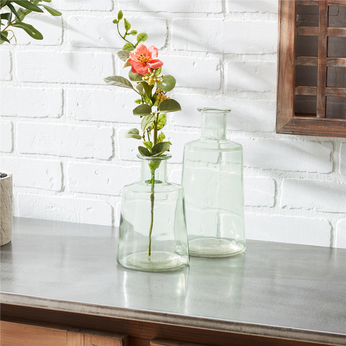Bottle (Set of 2) 7"H, 9.5"H Glass -Ship Only