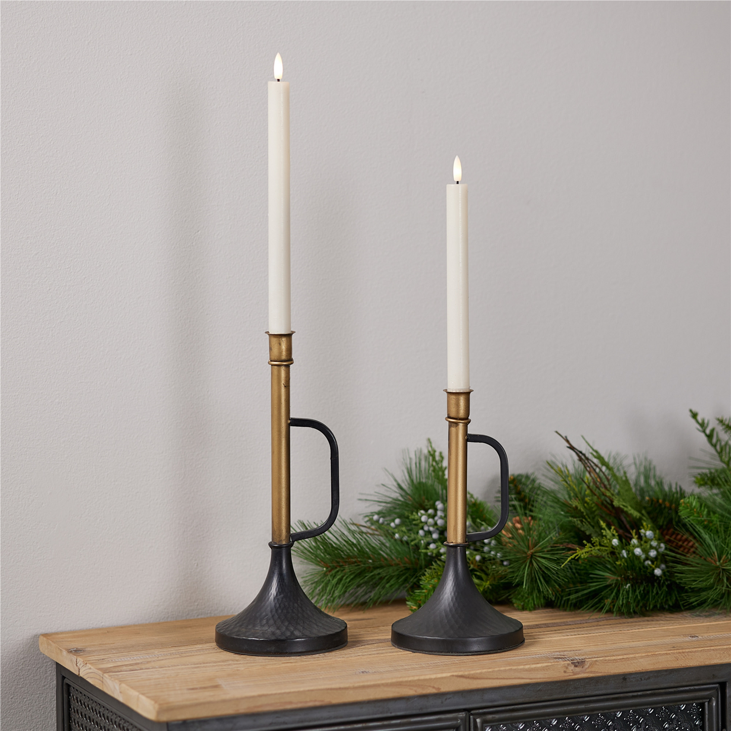 Metal Trumpet Taper Candle Holder (Set of 2) -Ship Only