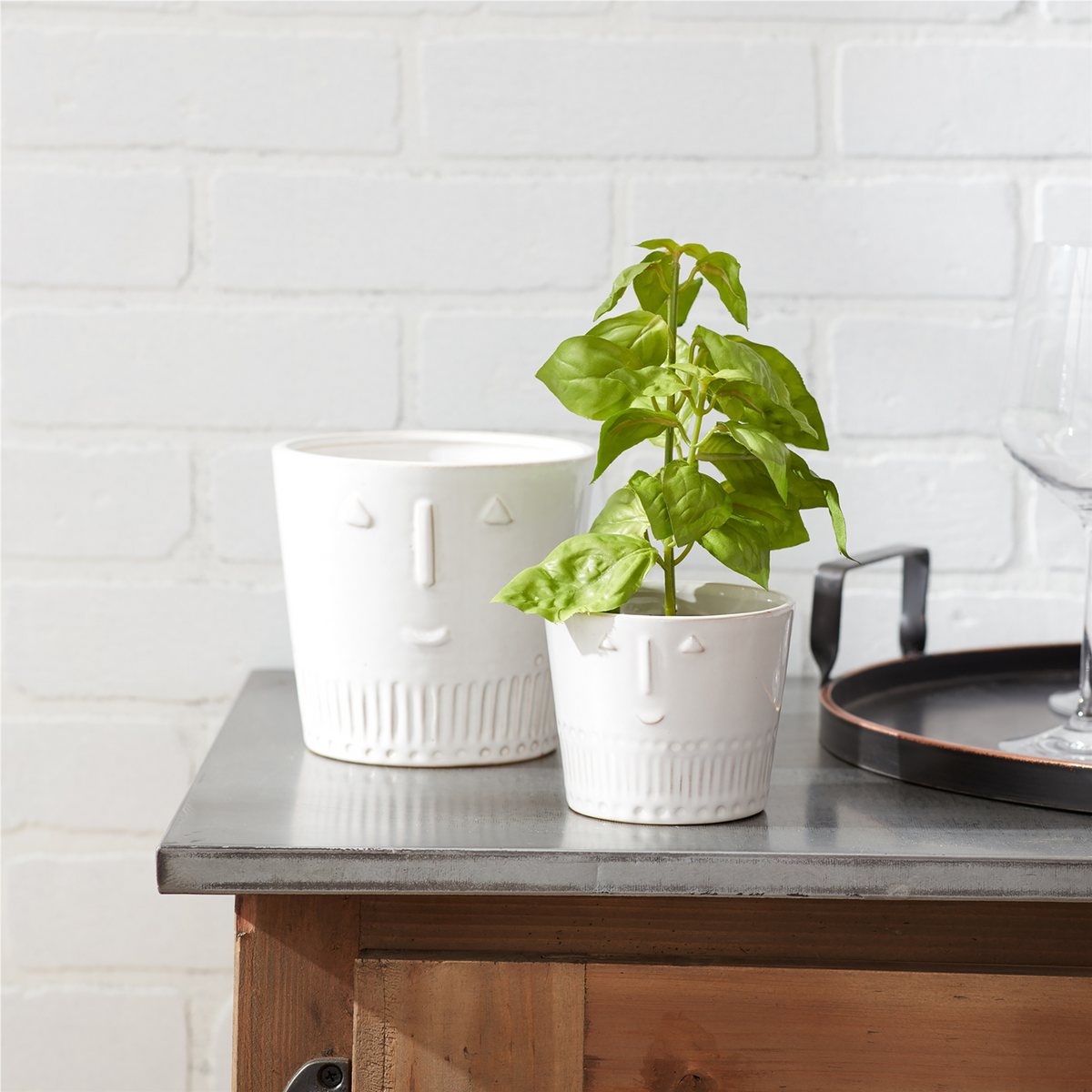 Porcelain Face Planter (Set of 2) -Ship Only