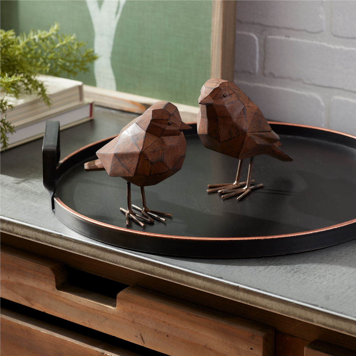Modern Black and White Chicken Decor (Set of 2) -Ship Only