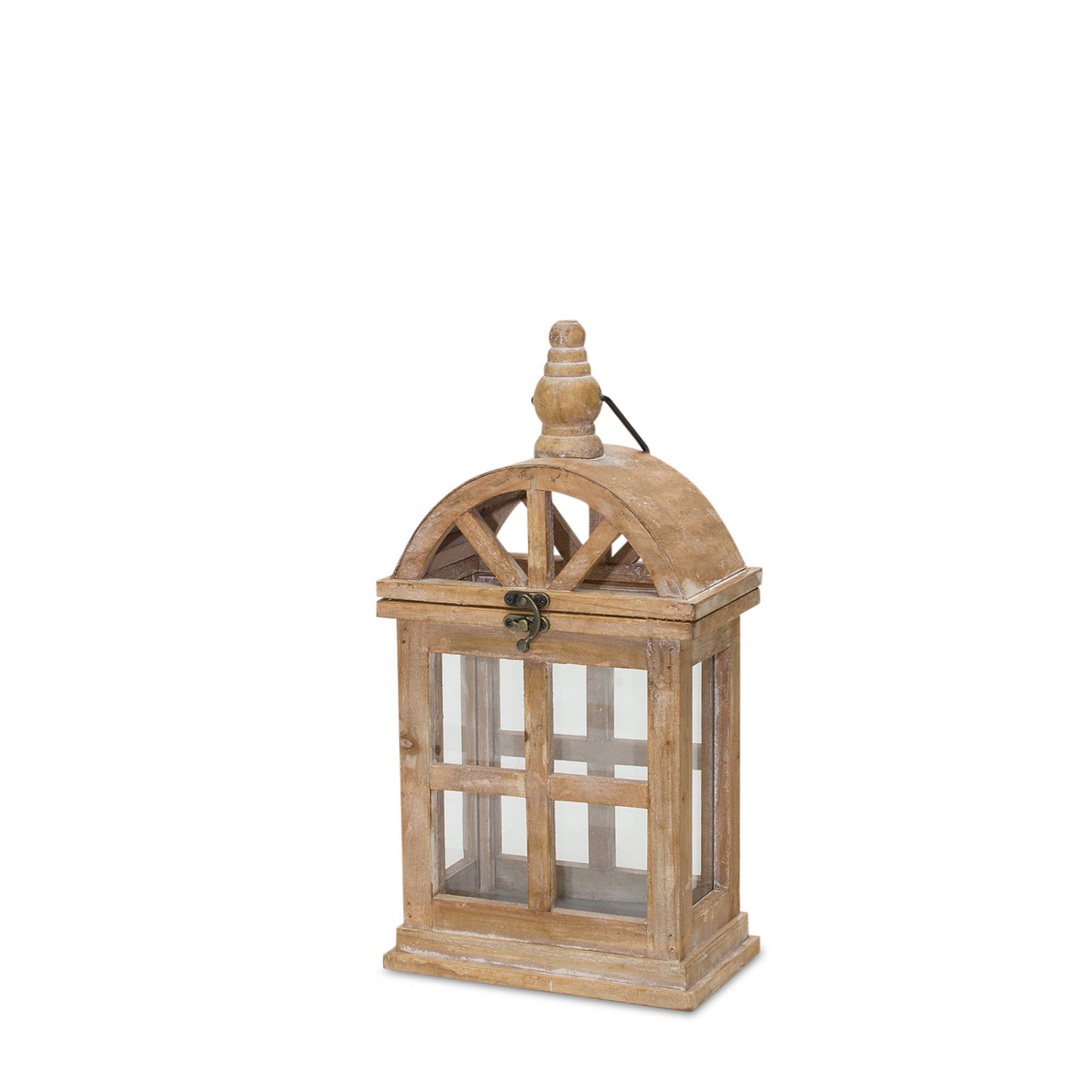 Natural Wooden Lantern with Curved Top (Set of 2) -Ship Only