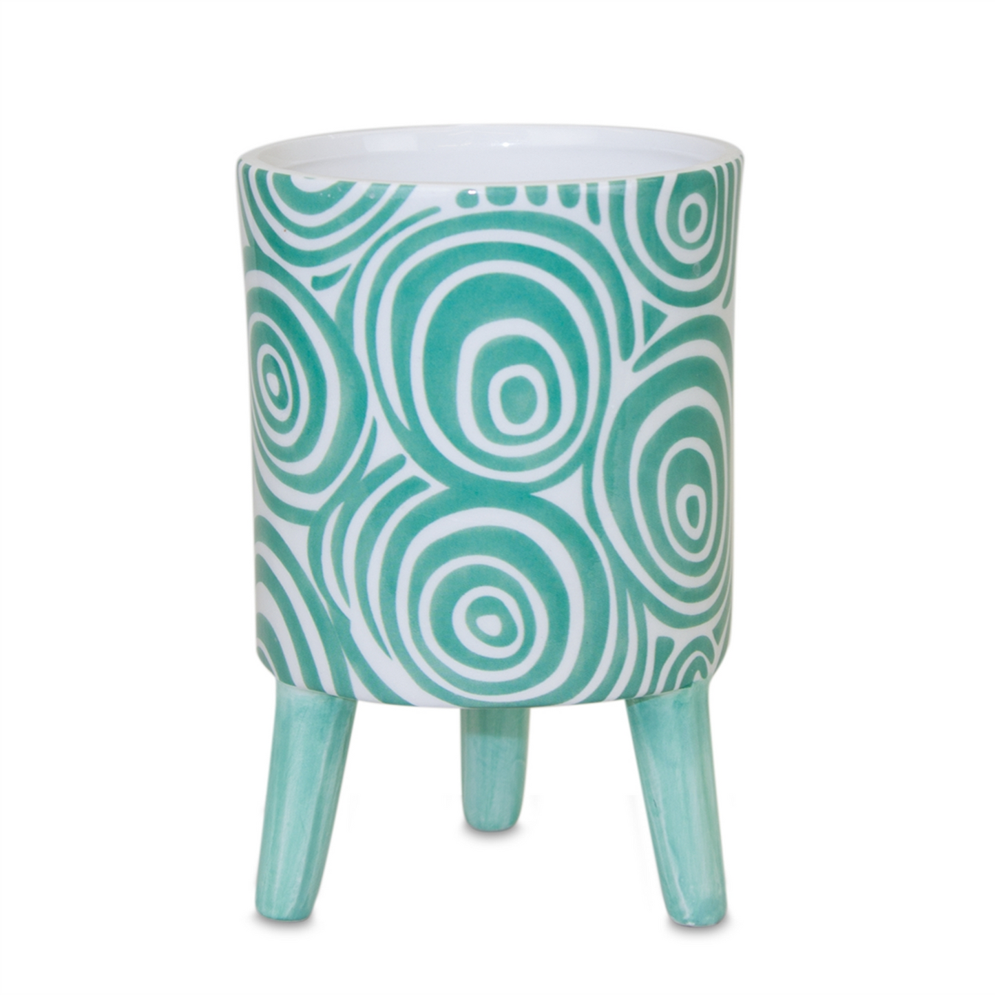 Blue Patterned Pot with Legs (Set of 2) -Ship Only
