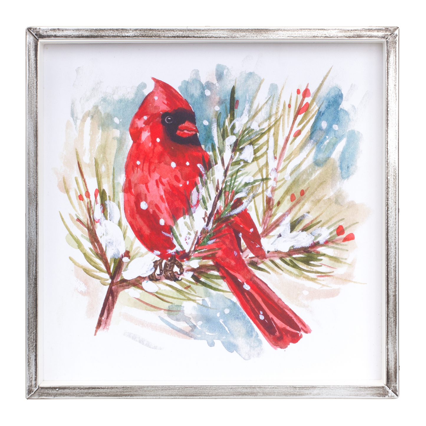 Winter Cardinal and Pine Branch Framed Print (Set of 2) -Ship Only