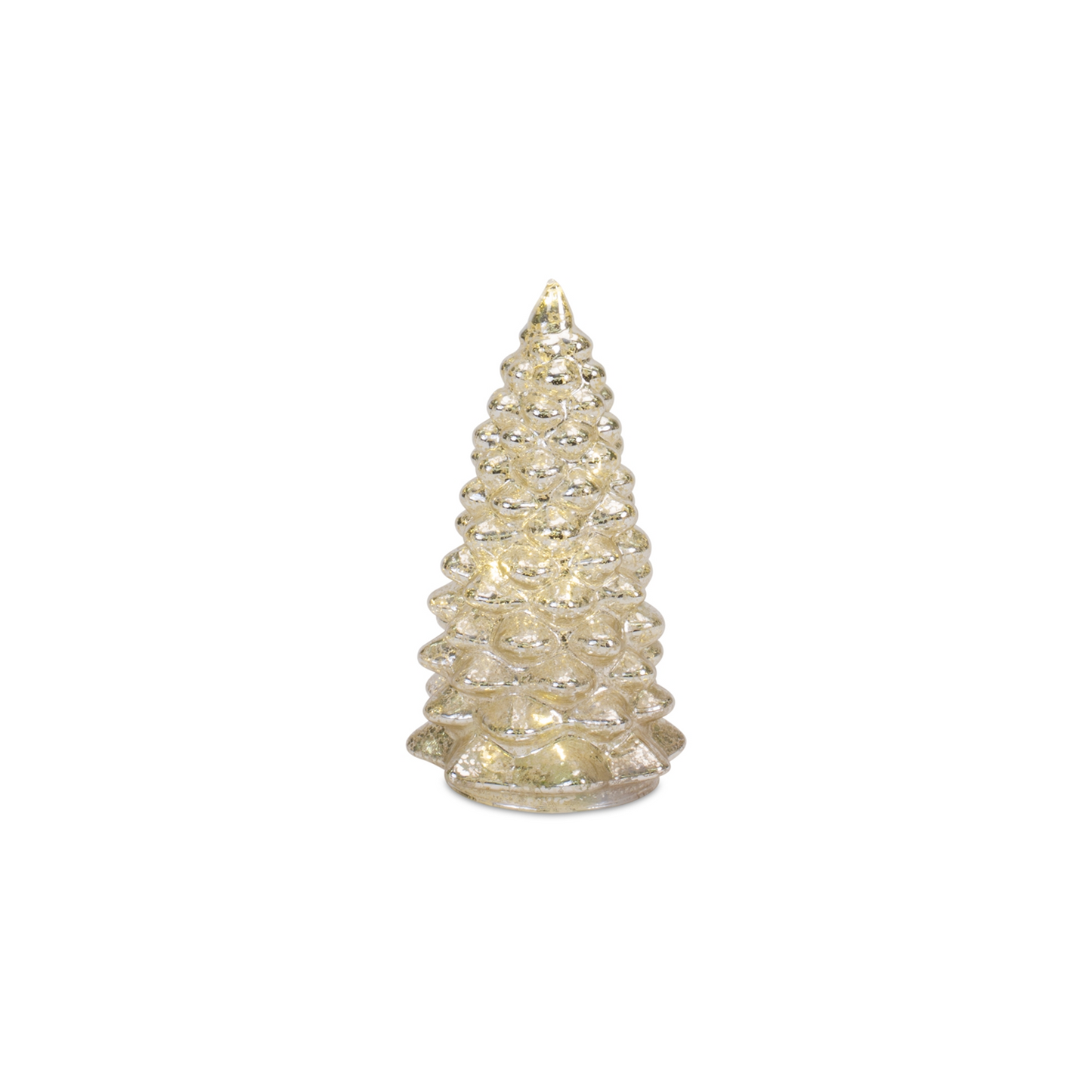 LED Lighted Mercury Glass Holiday Tree Decor (Set of 4) -Ship Only
