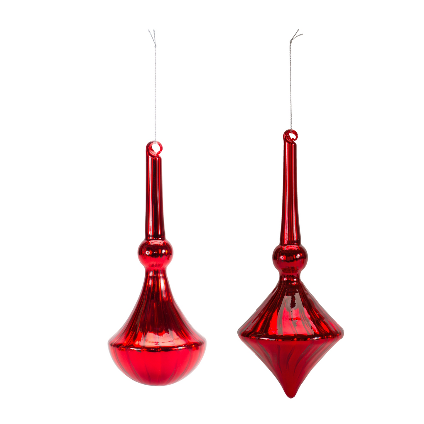 Modern Red Finial Drop Ornament (Set of 6) -Ship Only