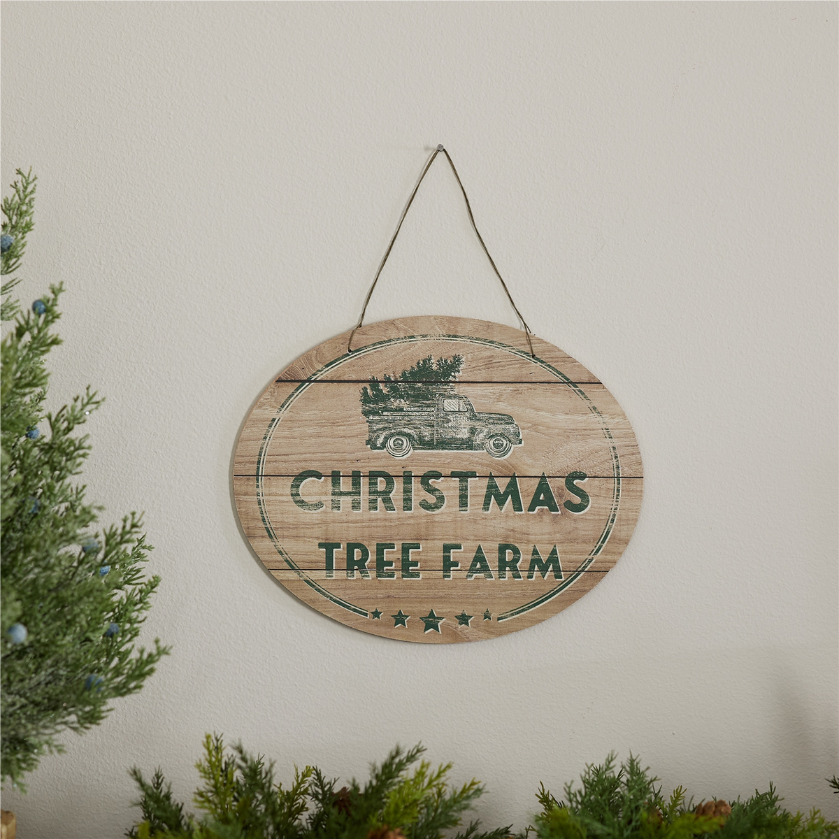 Christmas Tree Farm Sign with Rustic Wood Design 10"L -Ship Only