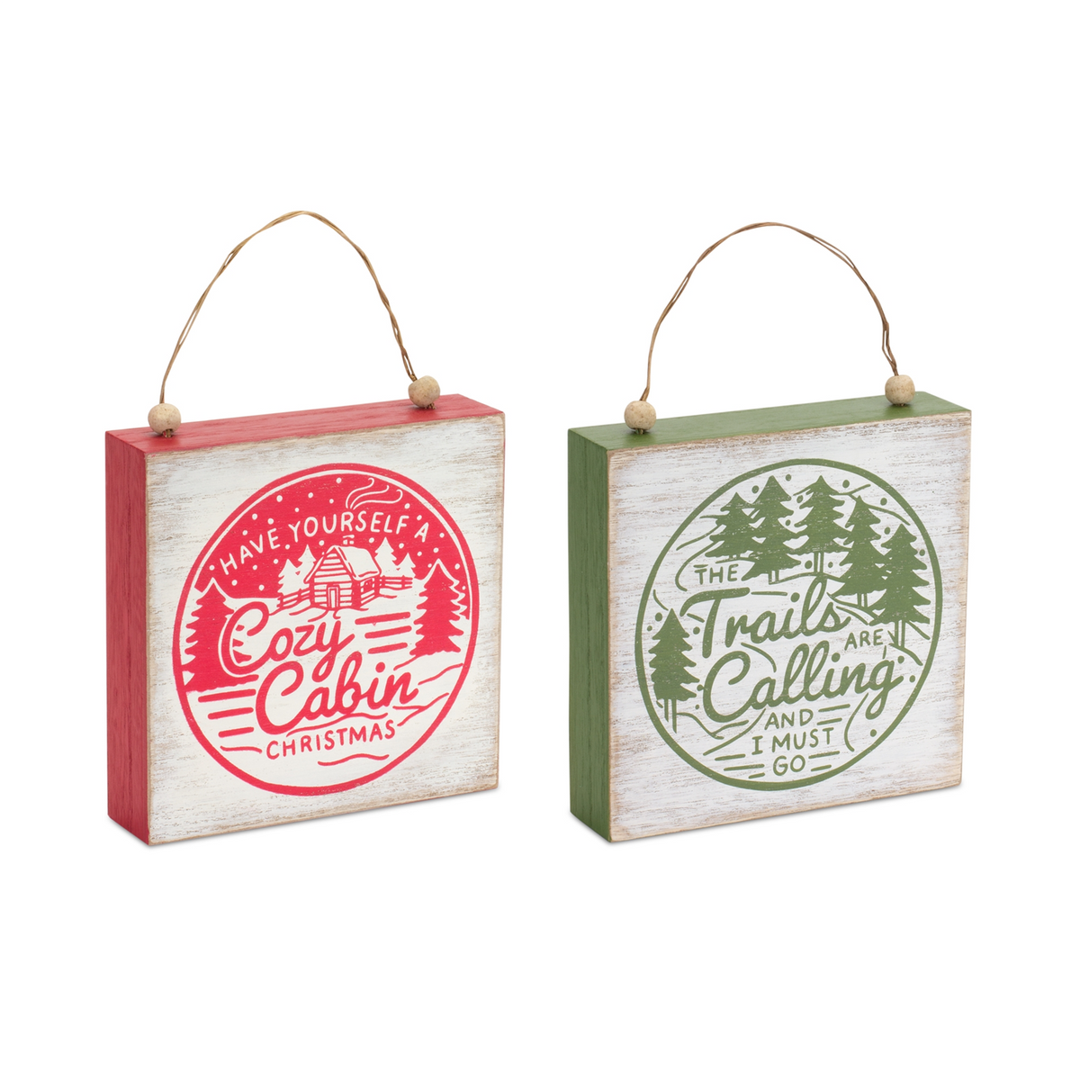 Winter Cabin and Trails Sentiment Sign (Set of 4) -Ship Only